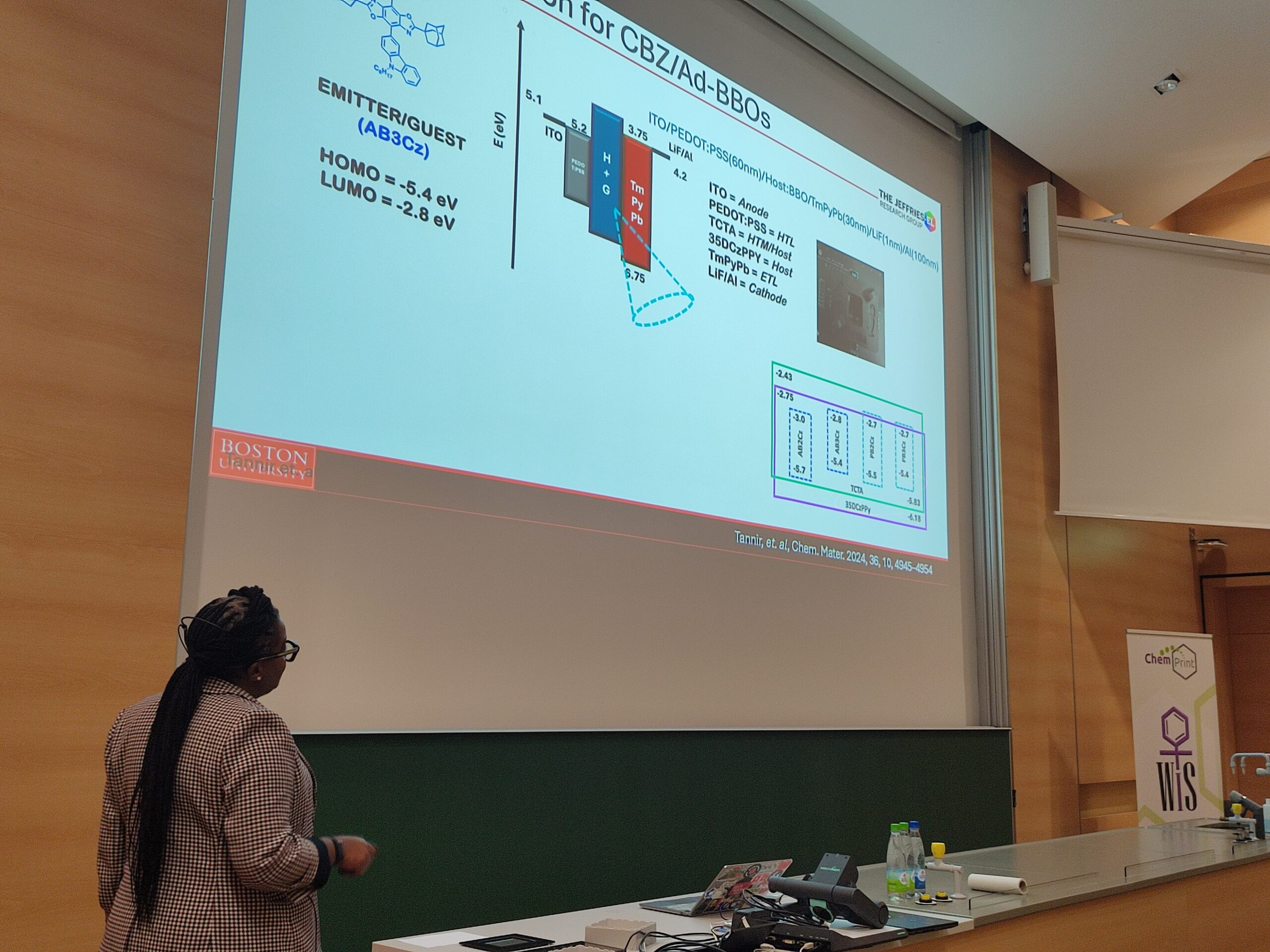 Prof. Malika Jeffries-El presenting her organic semiconductors
