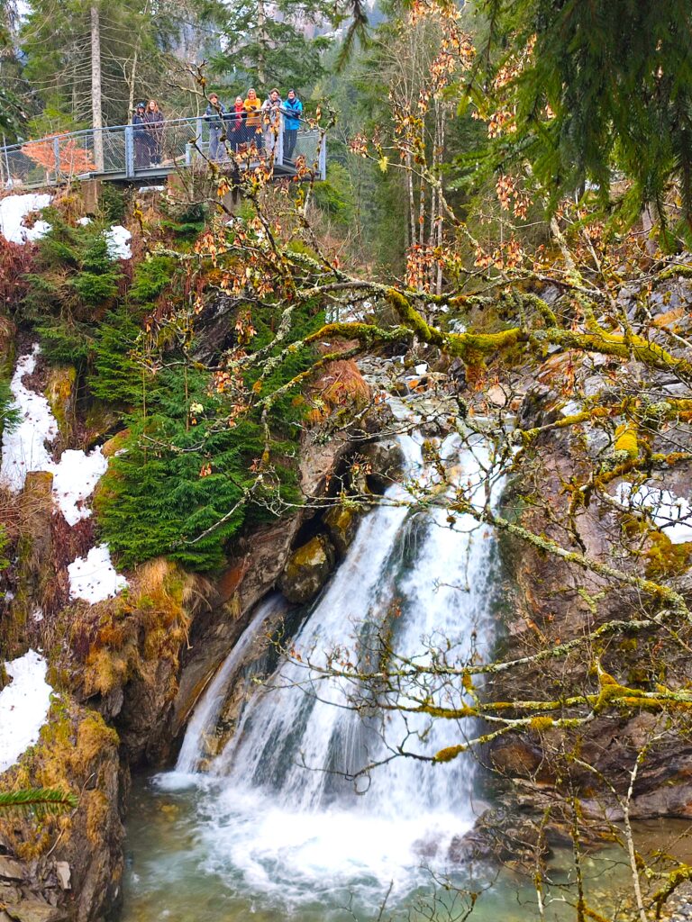 Photograph of winter school participants hiking